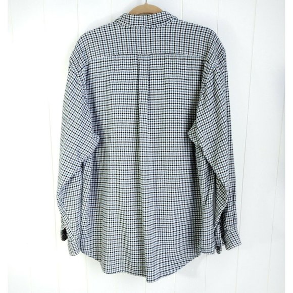 Eddie Bauer Mens button down Flannel sz Large L Blue Black White plaid - Picture 4 of 6